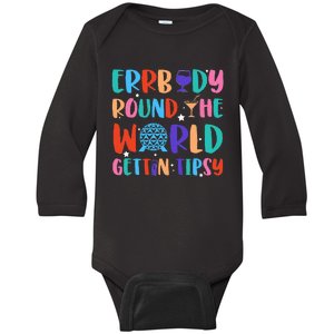 Errbody Round The World Gettin Tipsy Food And Wine Festival Baby Long Sleeve Bodysuit