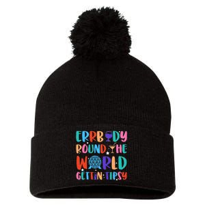 Errbody Round The World Gettin Tipsy Food And Wine Festival Pom Pom 12in Knit Beanie