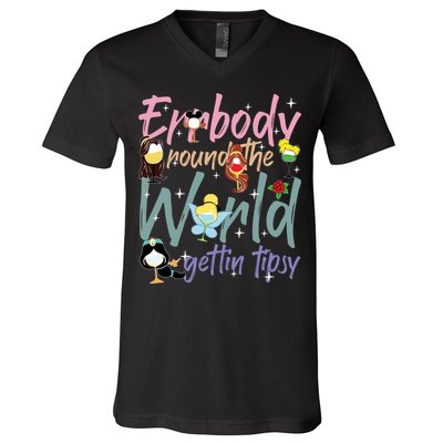 Errbody Round The World Gettin Tipsy Drinking Around The World V-Neck T-Shirt
