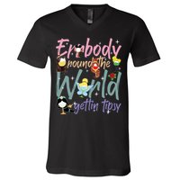 Errbody Round The World Gettin Tipsy Drinking Around The World V-Neck T-Shirt