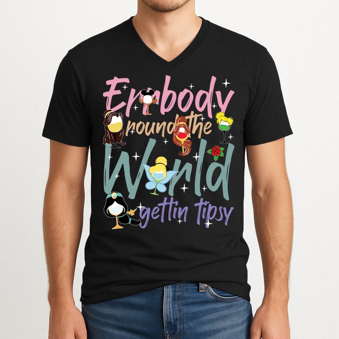 Errbody Round The World Gettin Tipsy Drinking Around The World V-Neck T-Shirt