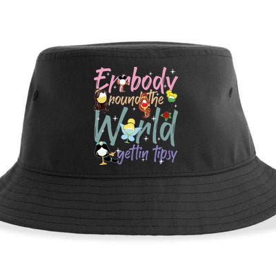 Errbody Round The World Gettin Tipsy Drinking Around The World Sustainable Bucket Hat