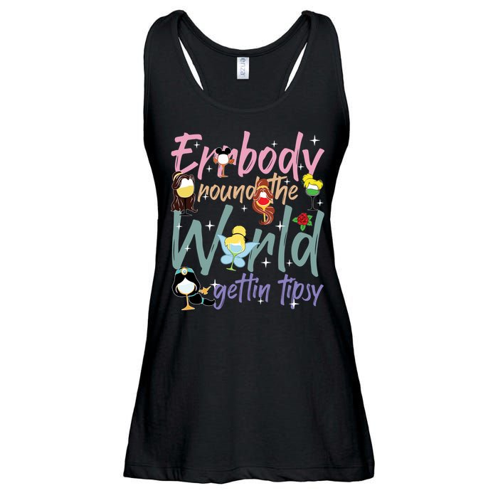 Errbody Round The World Gettin Tipsy Drinking Around The World Ladies Essential Flowy Tank