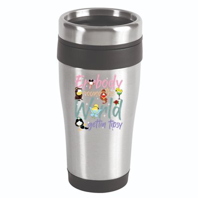 Errbody Round The World Gettin Tipsy Drinking Around The World 16oz Travel Tumbler