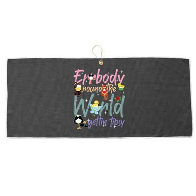 Errbody Round The World Gettin Tipsy Drinking Around The World Large Microfiber Waffle Golf Towel