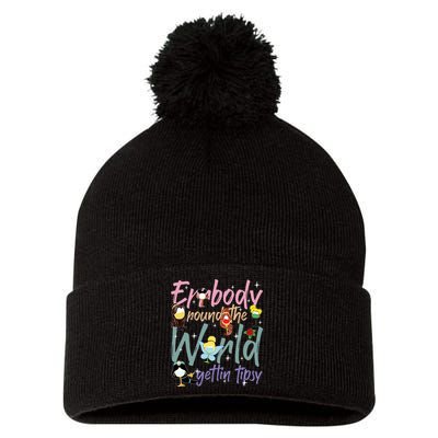 Errbody Round The World Gettin Tipsy Drinking Around The World Pom Pom 12in Knit Beanie