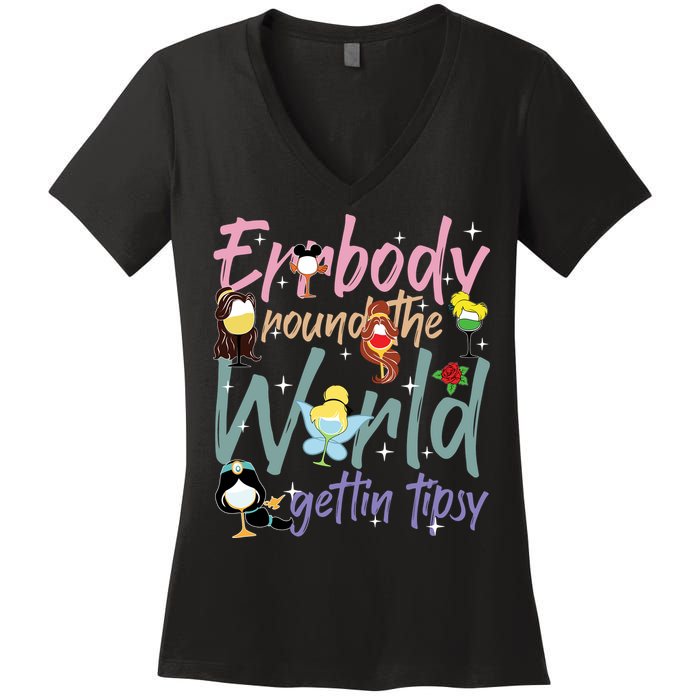 Errbody Round The World Gettin Tipsy Drinking Around The World Women's V-Neck T-Shirt