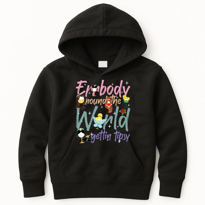 Errbody Round The World Gettin Tipsy Drinking Around The World Kids Hoodie