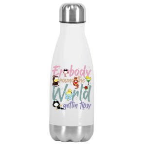 Errbody Round The World Gettin Tipsy Drinking Around The World Stainless Steel Insulated Water Bottle