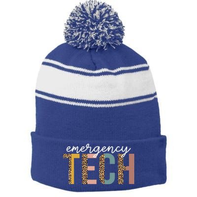 Emergency Room Technician Er Tech Nurse Technologist Gift Stripe Pom Pom Beanie