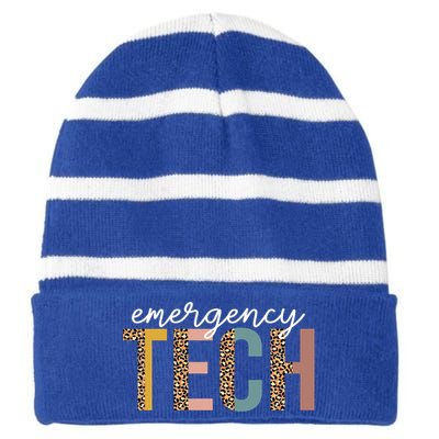 Emergency Room Technician Er Tech Nurse Technologist Gift Striped Beanie with Solid Band