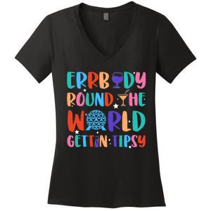 Errbody Round The World Gettin Tipsy Food And Wine Festival Women's V-Neck T-Shirt