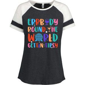 Errbody Round The World Gettin Tipsy Food And Wine Festival Enza Ladies Jersey Colorblock Tee