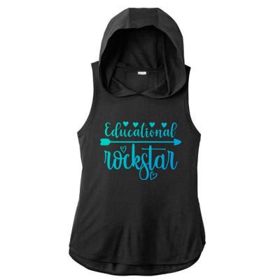 Educational Rockstar Teacher Appreciation Gift Ladies PosiCharge Tri-Blend Wicking Draft Hoodie Tank