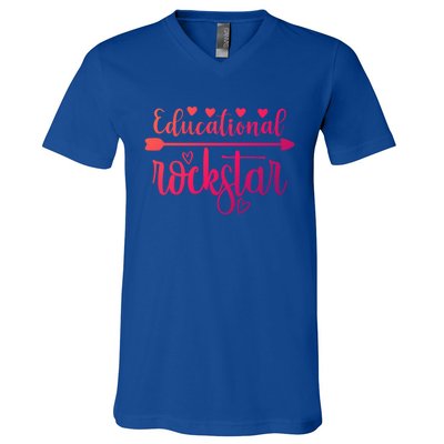 Educational Rockstar Teacher Appreciation Gift V-Neck T-Shirt