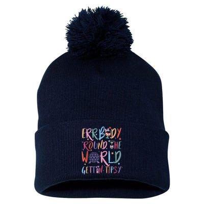 Errbody Round The World Gettin Tipsy Pom Pom 12in Knit Beanie