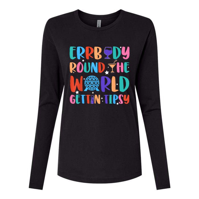 Errbody Round The World Gettin Tipsy Food And Wine Festival Womens Cotton Relaxed Long Sleeve T-Shirt