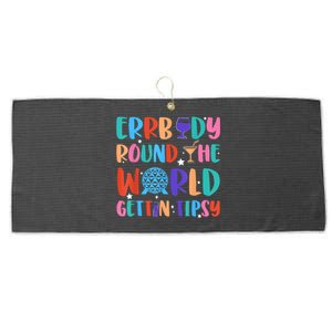 Errbody Round The World Gettin Tipsy Food And Wine Festival Large Microfiber Waffle Golf Towel