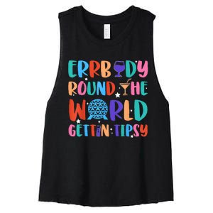 Errbody Round The World Gettin Tipsy Food And Wine Festival Women's Racerback Cropped Tank