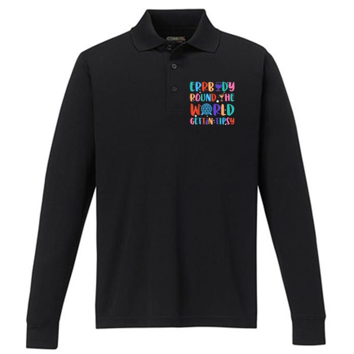 Errbody Round The World Gettin Tipsy Food And Wine Festival Performance Long Sleeve Polo