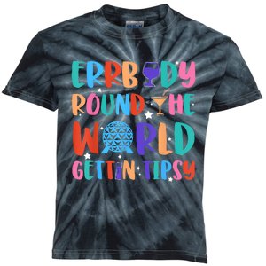 Errbody Round The World Gettin Tipsy Food And Wine Festival Kids Tie-Dye T-Shirt