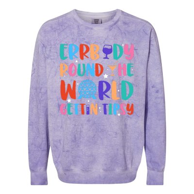 Errbody Round The World Gettin Tipsy Food And Wine Festival Colorblast Crewneck Sweatshirt