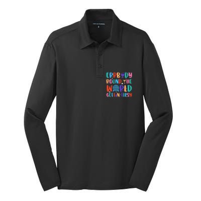 Errbody Round The World Gettin Tipsy Food And Wine Festival Silk Touch Performance Long Sleeve Polo