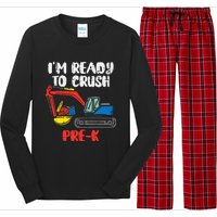 Excavator Ready To Crush Prek Prek First Day School Truck Long Sleeve Pajama Set