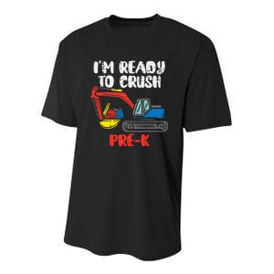 Excavator Ready To Crush Prek Prek First Day School Truck Youth Performance Sprint T-Shirt