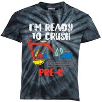 Excavator Ready To Crush Prek Prek First Day School Truck Kids Tie-Dye T-Shirt