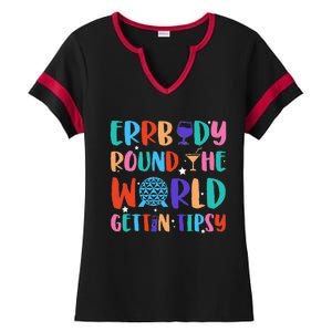 Errbody Round The World Gettin Tipsy Food And Wine Festival Gift Ladies Halftime Notch Neck Tee