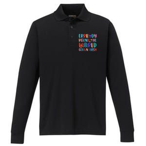 Errbody Round The World Gettin Tipsy Food And Wine Festival Gift Performance Long Sleeve Polo