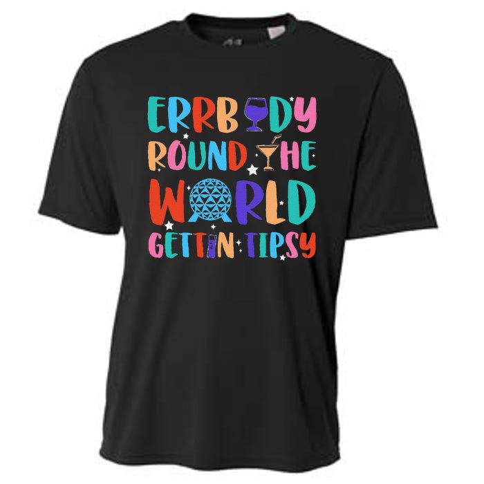 Errbody Round The World Gettin Tipsy Food And Wine Festival Gift Cooling Performance Crew T-Shirt