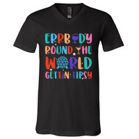 Errbody Round The World Gettin Tipsy Food And Wine Festival Gift V-Neck T-Shirt