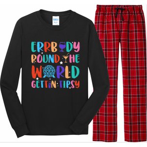 Errbody Round The World Gettin Tipsy Food And Wine Festival Gift Long Sleeve Pajama Set