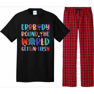 Errbody Round The World Gettin Tipsy Food And Wine Festival Gift Pajama Set