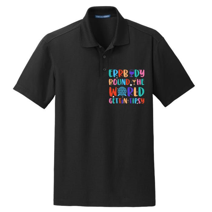 Errbody Round The World Gettin Tipsy Food And Wine Festival Gift Dry Zone Grid Polo