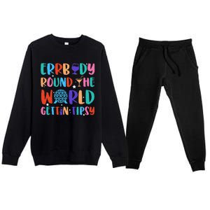 Errbody Round The World Gettin Tipsy Food And Wine Festival Gift Premium Crewneck Sweatsuit Set