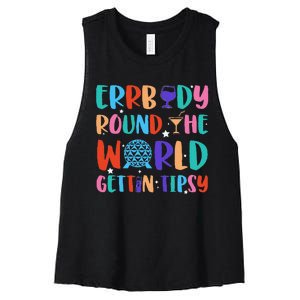 Errbody Round The World Gettin Tipsy Food And Wine Festival Gift Women's Racerback Cropped Tank