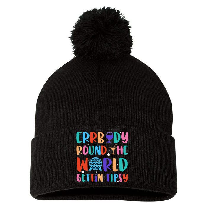 Errbody Round The World Gettin Tipsy Food And Wine Festival Gift Pom Pom 12in Knit Beanie