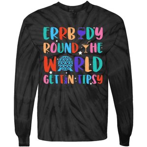 Errbody Round The World Gettin Tipsy Food And Wine Festival Gift Tie-Dye Long Sleeve Shirt