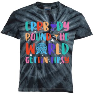 Errbody Round The World Gettin Tipsy Food And Wine Festival Gift Kids Tie-Dye T-Shirt