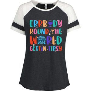 Errbody Round The World Gettin Tipsy Food And Wine Festival Gift Enza Ladies Jersey Colorblock Tee