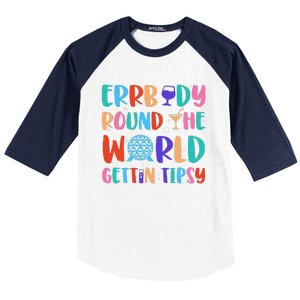 Errbody Round The World Gettin Tipsy Food And Wine Festival Gift Baseball Sleeve Shirt