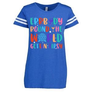 Errbody Round The World Gettin Tipsy Food And Wine Festival Gift Enza Ladies Jersey Football T-Shirt