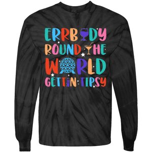 Errbody Round The World Gettin Tipsy Food And Wine Festival Tie-Dye Long Sleeve Shirt