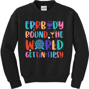 Errbody Round The World Gettin Tipsy Food And Wine Festival Kids Sweatshirt