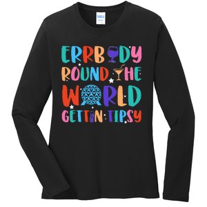 Errbody Round The World Gettin Tipsy Food And Wine Festival Ladies Long Sleeve Shirt