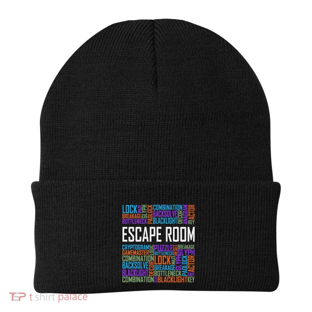 Escape Room Words Gift Locked Room Enthusiast Gifts Knit Cap Winter Beanie