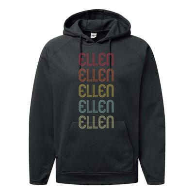 Ellen Retro Wordmark Pattern Vintage Personalized 70s Performance Fleece Hoodie